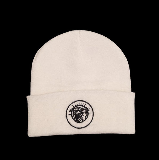 Rabble Logo White Beanie